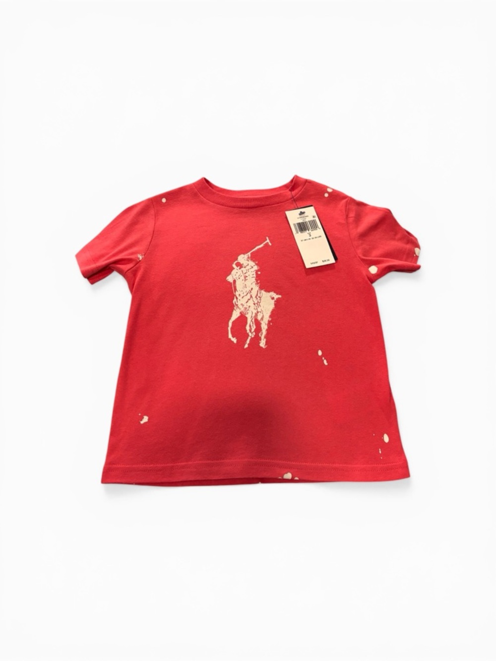 Polo by Ralph Lauren Toddler Boy Size 3 Red/Pink Tee with White Pony Graphic